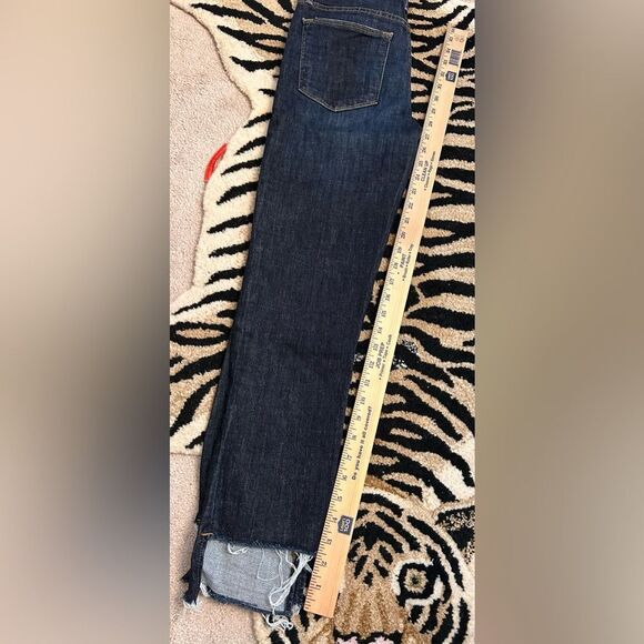 FRAME Denim 9 Le High Straight Reverse Step Hem Jeans 26 Raw Edge Ankle Crop - Picture 11 of 14